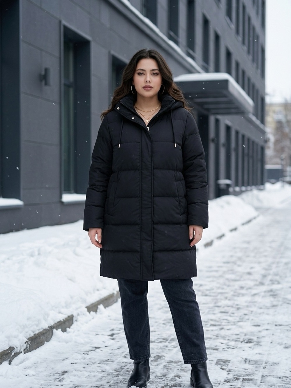 Zara Black Hooded Long Puffer Jacket